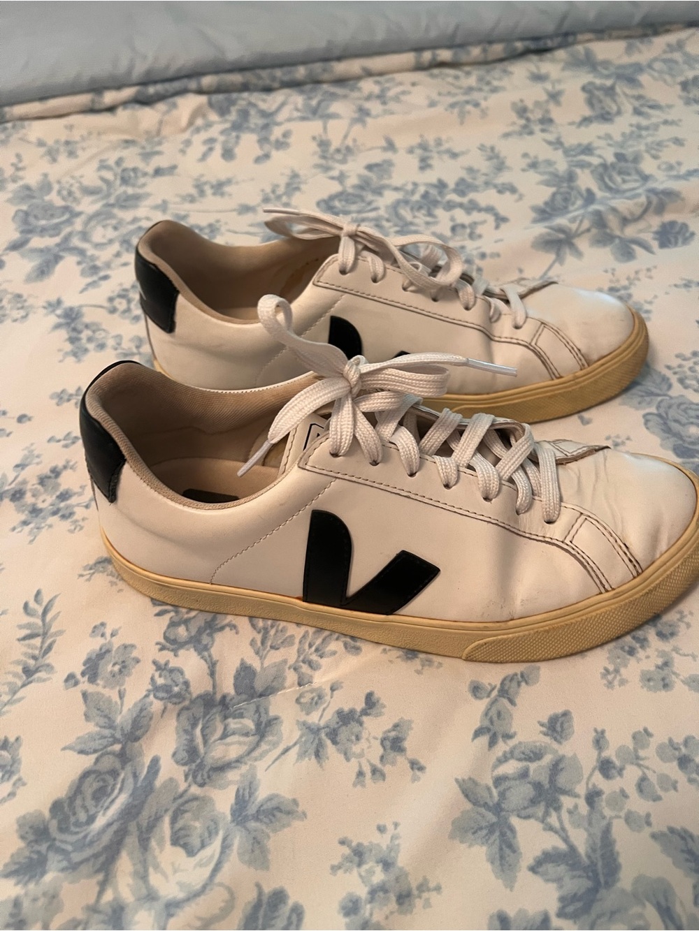 Veja Campo White Leather Sneakers with Black Accents